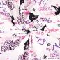 Preview: Baumwolljersey mit Let´s Dance Motiven in Rosa/Lila/Schwarz auf Weiß